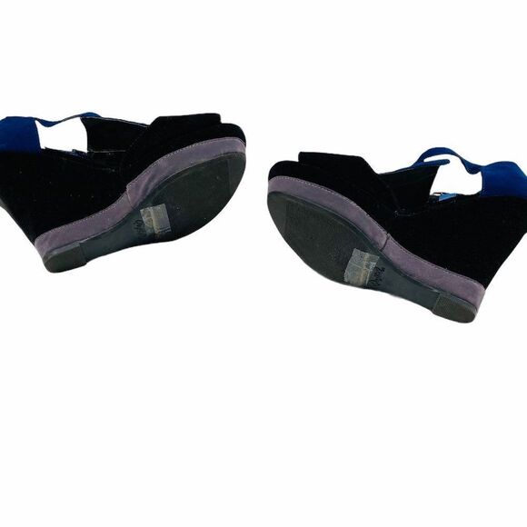 qupid Velvet Colour Block Platform Wedge Sandals - Picture 4 of 4